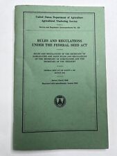 Rules & Regulations Under the Federal Seed Act Book US Dept of Agriculture 1963 picture