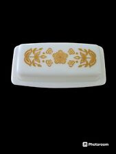 Vintage Pyrex Butterfly Gold Milk Glass Stick Butter Dish with Lid 72-B No Chips picture