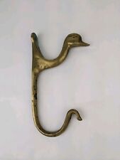 Vtg Solid Brass Duck Goose Head Wall Mount Double Hook Hat Coat PATINA picture