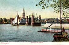 Kampen IJssel River Drawbridge Yselbrug en Badhuis Old Netherlands Postcard FLAW picture