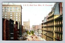 Cincinnati OH-Ohio, Aerial 5th Street West, Advertisment Vintage c1909 Postcard picture