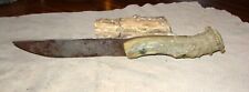 Hand Made Vintage Antique Stag Antler Knife-Fur Trade Blade-No Beaded Sheath picture