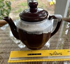 Vintage Brown Glaze Drip Teapot 5” Tall Japan Rustic Outdoor Cabin Tea Party picture