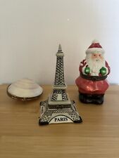 Lot of 3 trinket boxes Santa Eiffel Tower shell 3-4” picture