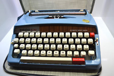 1970s Brother Webster XL-747 Portable Typewriter Vintage Blue W/Case TESTED picture