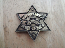 Vintage Replica Reproduction Wells Fargo Stagecoach Agent Badge Star Bank Pin picture