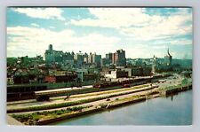 Albany NY-New York, Waterfront of Albany, View Downtown, Vintage Postcard picture