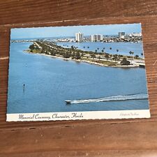 Memorial Causeway Clearwater FL Postcard Chrome Beach Boat Condos Ocean Aerial picture