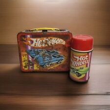 VINTAGE 1969 HOT WHEELS Redline THERMOS Metal Lunch Box W/ Thermos, LUNCHBOX picture