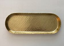 Vtg Hollywood Regency Hammered Brass Tray Elongated Oval Chinoiserie Deco 15x6” picture