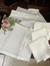 4 VTG ￼Huck/damask linen guest towels/24 x 14.5 milk white picture