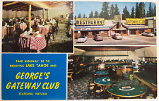 Vtg George's Gateway Club Stateline Nevada Lake Tahoe Casino Postcard pre 1956 picture
