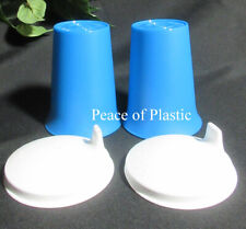 Tupperware New Blue Bell Tumblers Cups Set 2 & White Sippy Sipper Seals picture