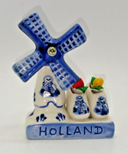Vintage Delft Holland Pottery Crown AGRO #9063 Handpainted Windmill Shoes Tulips picture