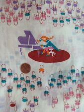 Vintage 1960s MCM Mozart Music Novelty Print Thin Cotton Fabric 2 Yards picture
