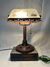 Vintage Bankers Desk Piano Lamp Frosted Glass Shade High Quality Mid Century  picture