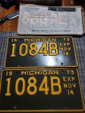 1973 Vintage Matched Set Of Michigan License Plates picture
