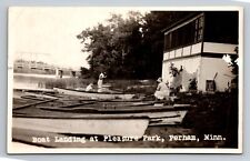Boat Landing At Pleasure Park Perham Minnesota Vintage Posted 1934 RPPC Postcard picture