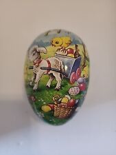 Vintage EASTER LAMB PULLS EGG CHICK CART Germany Paper Mache EGG Candy Container picture