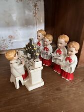 Vintage H.I.C.O. Japan Christmas Ceramic Choir Boys Singers With Organist 1953 picture