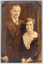 Man Woman Married Couple Studio Portrait Fashion Antique Vintage Real Photograph picture