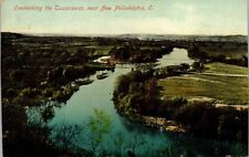 1910 Overlooking The Tuscarawas River New Philadelphia Ohio Aerial Postcard 8F picture