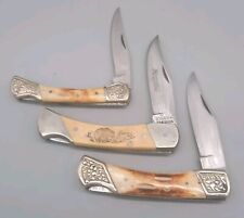 3 Large Folding Lockback Knife Lot Schrade Old Smoky Pakistan 4