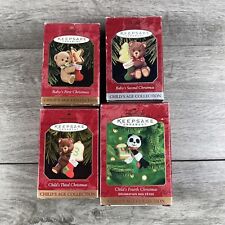 Hallmark Baby’s First Christmas 1997 Teddy Bear Ornament Lot 2nd 3rd 4th 1998-00 picture