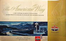 1961 American Oil Company Vintage Print Ad The American Way Retro Gas Station picture