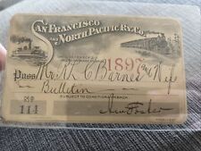 Rare San Francisco Northern Pacific Railway Pass 1897 picture