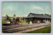 Woodstock NH-New Hampshire Deer Park Hotel Railroad Depot c1910 Vintage Postcard picture