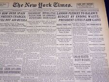 1936 OCT 10 NEW YORK TIMES - LANDON PLEDGES TO BALANCE BUDGET - NT 2119 picture