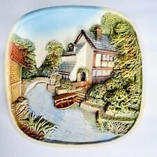 Vintage Wall Plate 3D Chalkware House W Boat By Legend Products England 8