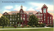 1940s MANCHESTER NEW HAMPSHIRE ST. ANSELMS COLLEGE LINEN POSTCARD P595 picture