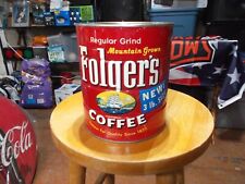 Vintage Large 3lb Folgers Coffee Can Tin Clipper Ship No Lid picture