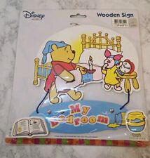 Vintage Disney Home Winnie The Pooh My Bedroom Wooden Sign Moveable Arm NWT picture