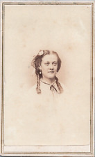 Antique CDV Photo Upbeat Pleasant Woman Vignette 1880s Carte de visite picture