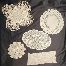 Vintage Handcrafted Doilies Lot Of 5 Round Bells Rectangle Grannycore READ picture