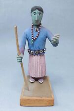 Unusual Mid 20th Century Pueblo Turquoise Painted face & Hands  Kachina 7.3/4