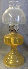 Antique Unused Eagle ? Amber Glass Kerosene Oil Lamp w/ Chimney  picture