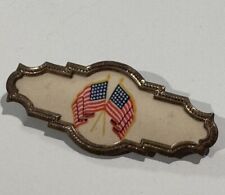 Antique Whitehead & Hoag Co. Pin 1890s Patriotic Twin Flag Pin Celluloid picture
