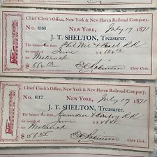 1871 NY & NEW HAVEN RR CO LOT/5 RECEIPTS FROM RR's TRAIN DESIGN picture
