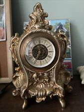 Signed Holland Mold Narco Mantel Clock West Germany Wind Up Gold &White WORKS picture