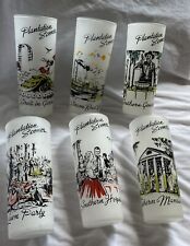 Vintage Southern Plantation Scenes FROSTED WHITE Iced Tea Glasses Set Of 6 picture