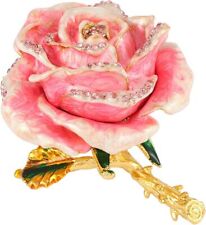 Bejeweled Enameled Trinket Decorative Hand Painted Rose Hinged Jewelry picture