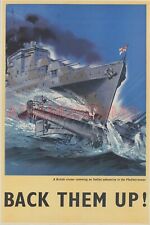 1941 WW2 BRITAIN BRITISH SEA POWER BATTLE SHIP SUBMARINE ART PROPAGANDA Postcard picture