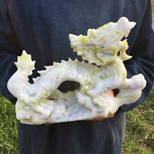 8LB+ Natural green jade dragon skull hand carved crystal healing 1PC picture