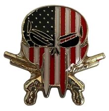 Pack of 24 USA Flag Skull & Two Guns Motorcycle Hat Cap Lapel Pin picture