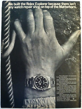 1966 ROLEX EXPLORER ORIGINAL ADVERTISING TOP OF MATTERHORN VERY RARE WATCH AD picture