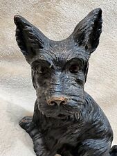 CARVED SYROCO WOOD GLASS EYES FULL BODY SCOTTIE DOG 8”x10”Figure DOOR STOP 3+ Lb picture